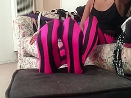 Jeneen footplay awesome pink striped tights