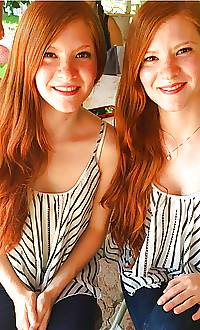 Twin girls topless
